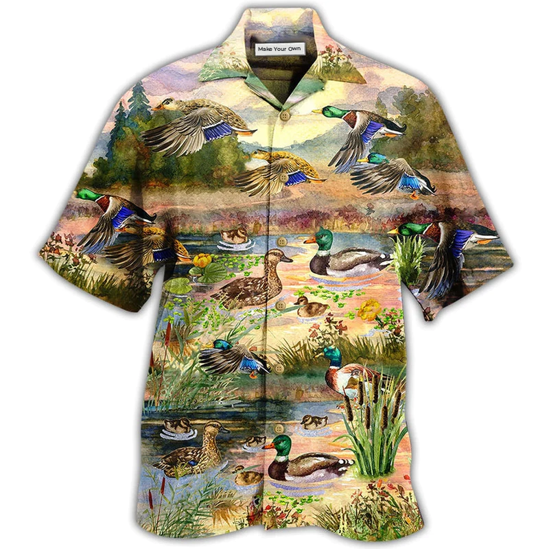 Duck Hawaiian Shirt For Coastal Vacations Warm Weather Events And Daily Style