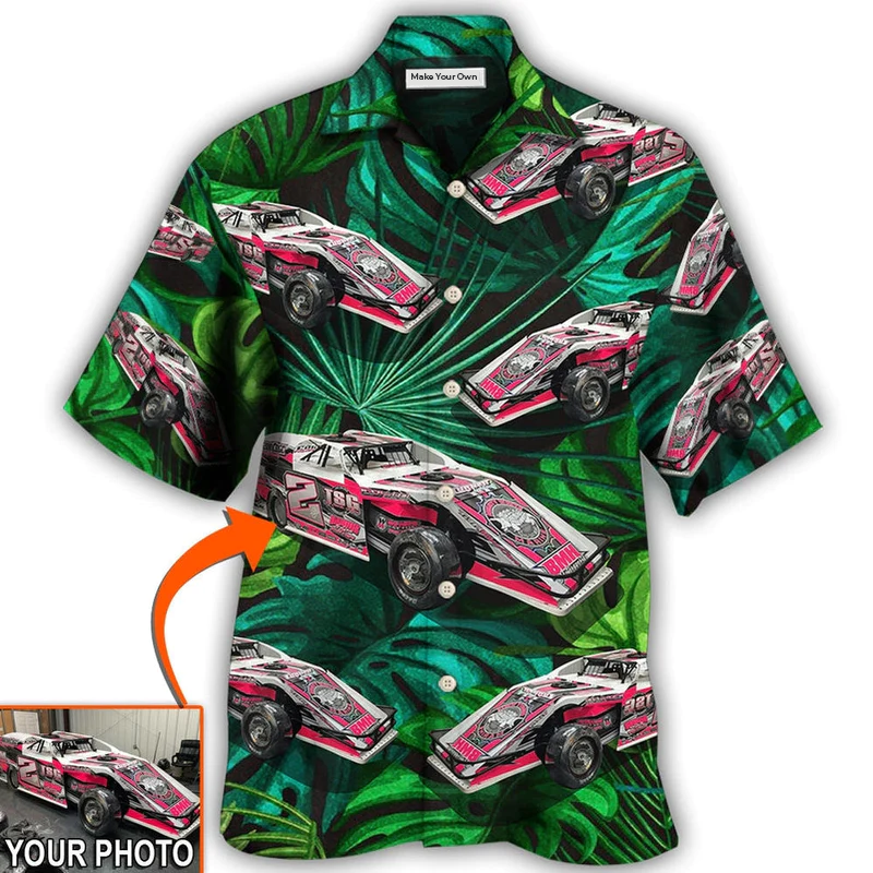 Tropical Floral Car Dirty Track Racing Custom Hawaiian Shirt Design Detail For Sunny Adventures And Casual Wear