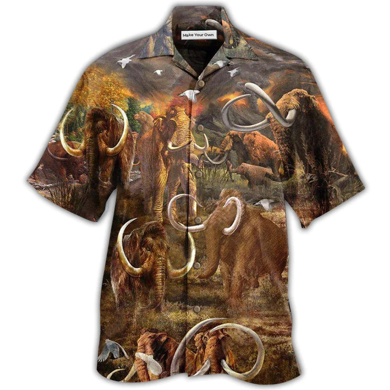Mammoth Animals Bring Back Hawaiian Shirt Design View For Resort Travel And Thoughtful Gifting