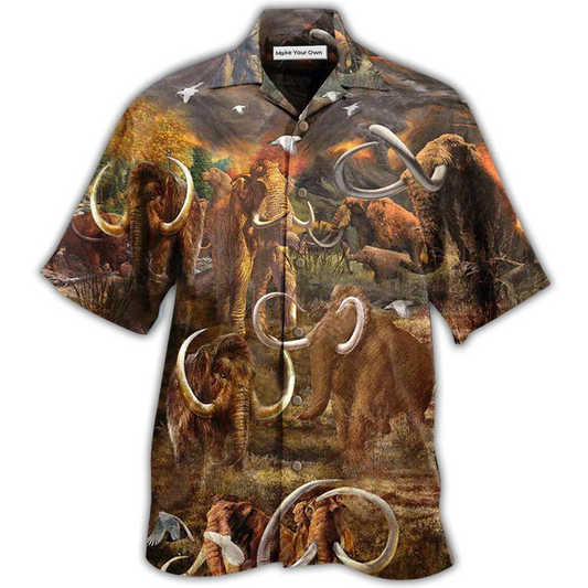 Mammoth Animals Bring Back Hawaiian Shirt Design View For Resort Travel And Thoughtful Gifting