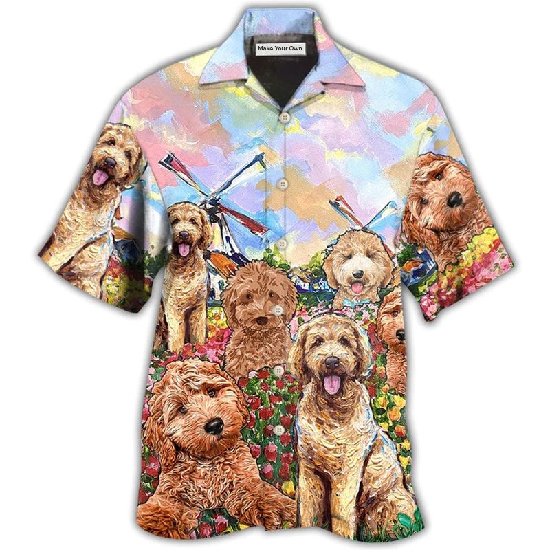 Floral Dog Goldendoodle Hawaiian Shirt For Poolside Relaxation And Sunny Getaways