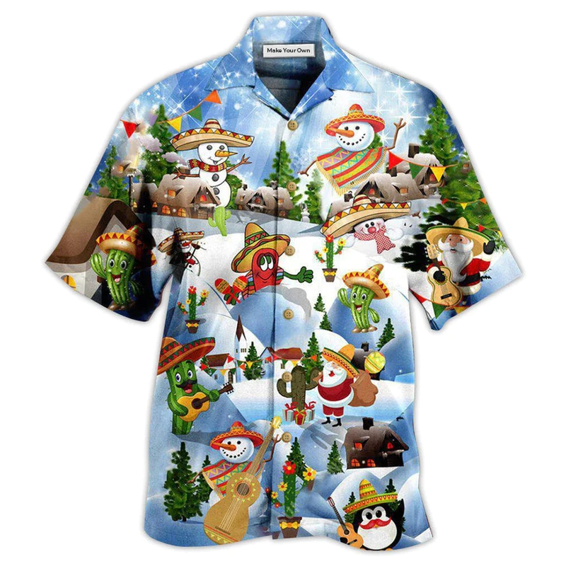 Christmas Mexican American Heritage Hawaiian Shirt For Tropical Parties Vacation Travel And Casual Summer Style