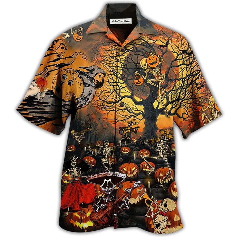 Skull Halloween Darkness Hawaiian Shirt For Beach Parties And Weekend Getaways