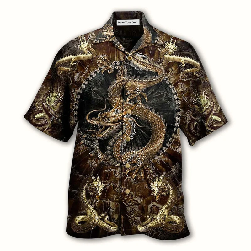 Vintage Dragon Hawaiian Shirt For Coastal Adventures And Warm Weather Wear