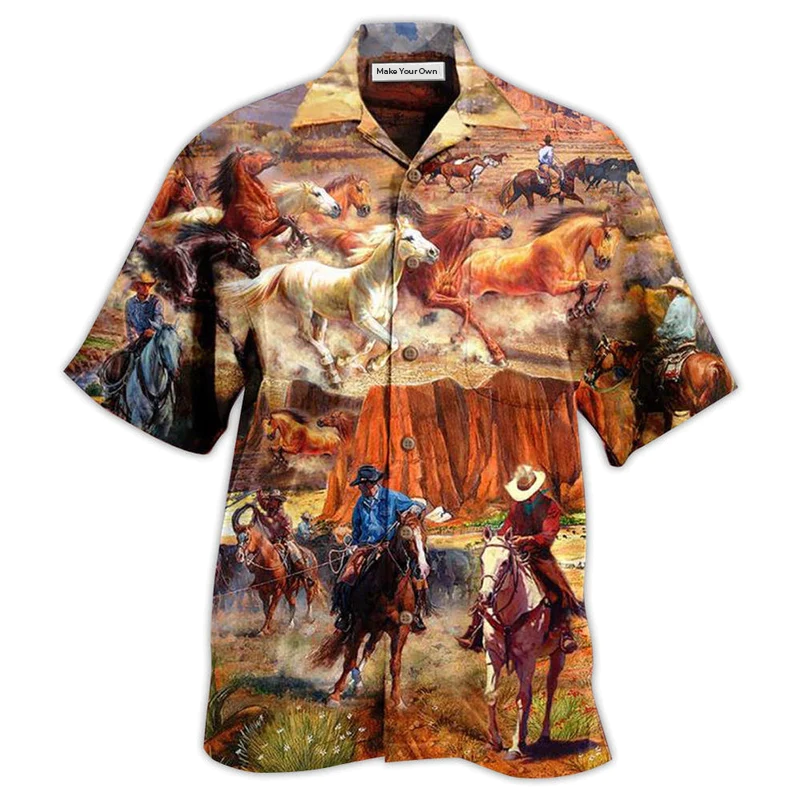 Cowboy Hawaiian Shirt Pattern View For Relaxed Warm Weather Outfits