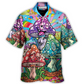 Bohemian Colorful Happy Mushroom Hawaiian Shirt Design View For Casual Summer Styling