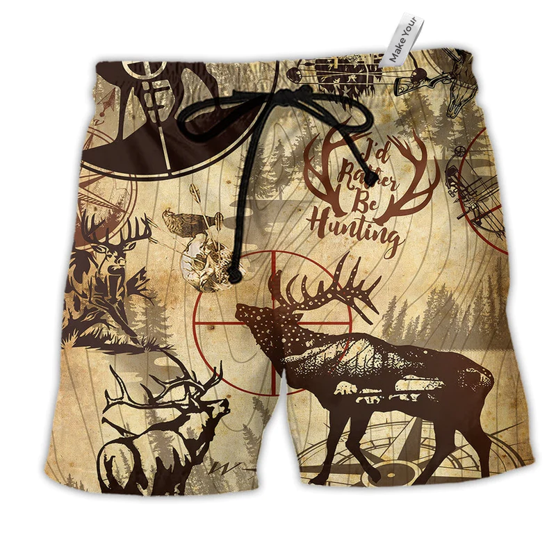Hunting Deer I'd Rather Be Hunting Hawaiian Beach Shorts For Resort Trips And Casual Comfort