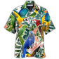 Tropical Parrot Leaf Hawaiian Shirt Artwork Detail For Tropical Trips And Casual Outings