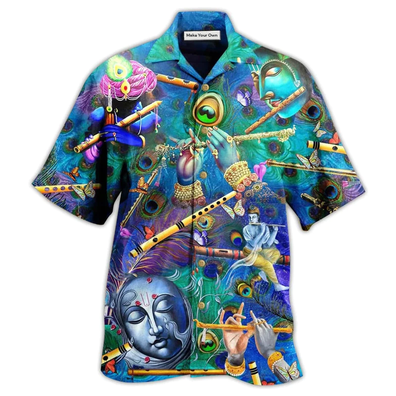 Flute Hawaiian Shirt For Island Holidays Summer Parties And Casual Outdoor Wear