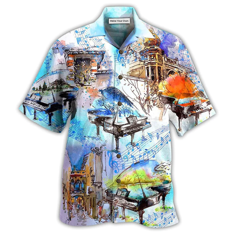 Music Notes Hawaiian Shirt For Resort Holidays Beach Travel And Relaxed Casual Fashion