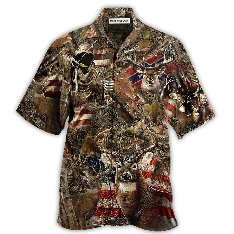 Deer Hunting American Wild Hawaiian Shirt Artwork View For Coastal Escapes And Resort Style