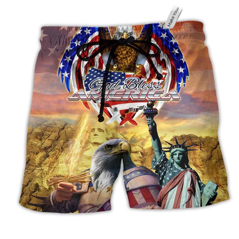 America Eagle Patriotic God Bless America So Beach Shorts For Spiritual Beach Days