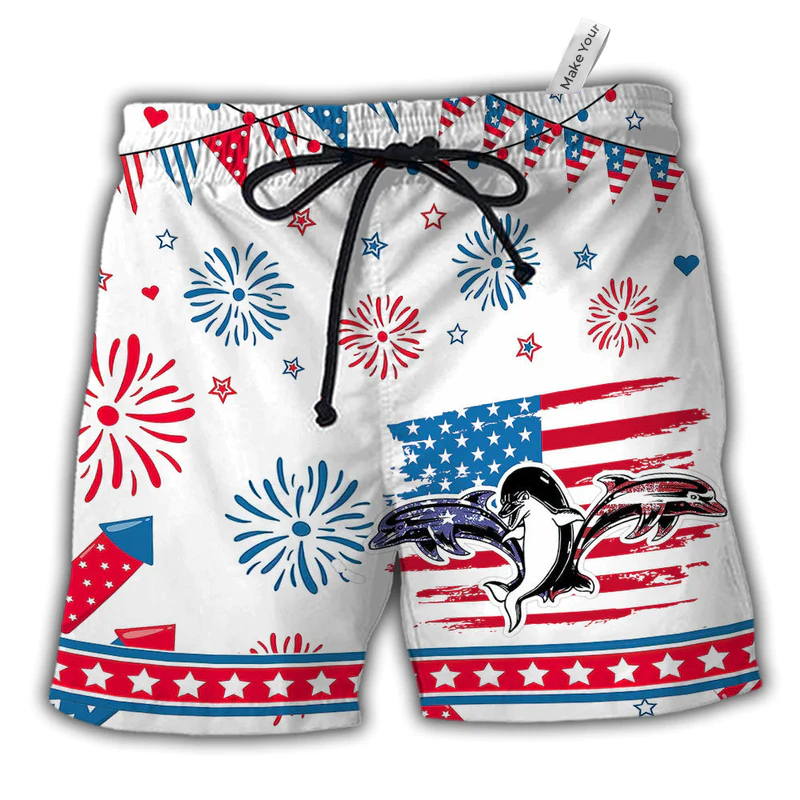 Independence Day Dolphin Beach Shorts For Resort Getaways And Travel Ready Comfort