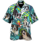 Tropical Dog Border Collie Leaf Hawaiian Shirt Artwork View For Weekend Travel And Beach Style