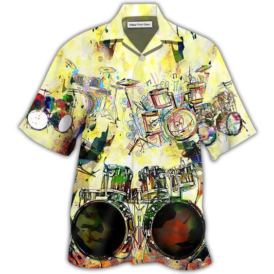 Drum Hawaiian Shirt For Vacation Days And Relaxed Coastal Outings