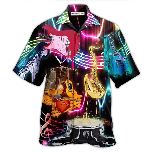 Music Notes Hawaiian Shirt For Summer Vacation Beach Travel And Casual Wear