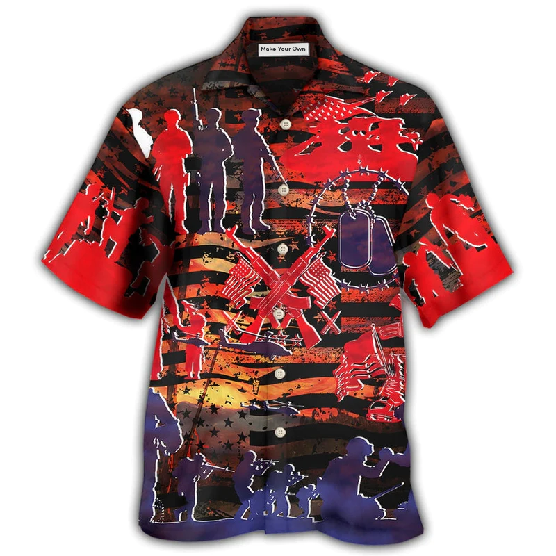 Veteran Independence Day Fought Democracy Hawaiian Shirt Pattern Detail For Summer Holidays And Outdoor Fun