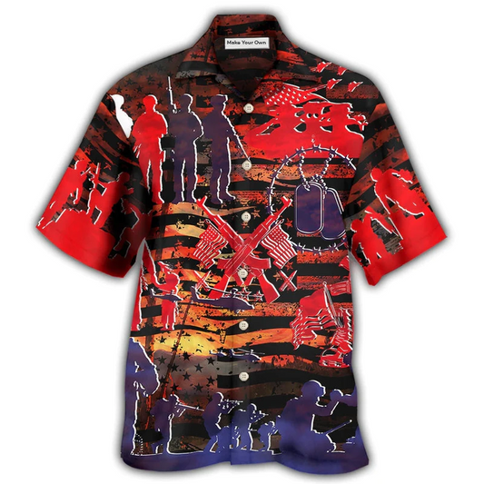 Veteran Independence Day Fought Democracy Hawaiian Shirt Pattern Detail For Summer Holidays And Outdoor Fun