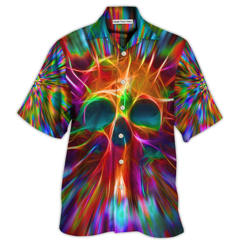 Colorful Skull Hawaiian Shirt For Summer Events Coastal Travel And Comfortable Styling