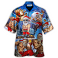 Christmas Santa Fitness Gym Hawaiian Shirt Detailed Pattern View For Vacation Style