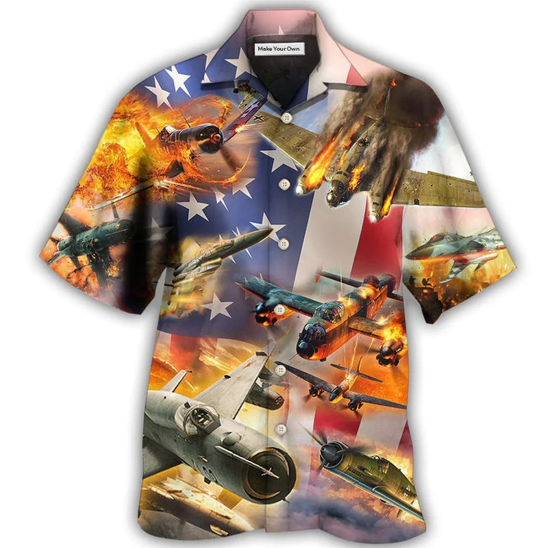 Combat Aircraft Independence Day Hawaiian Shirt For Vacation Days And Relaxed Coastal Outings