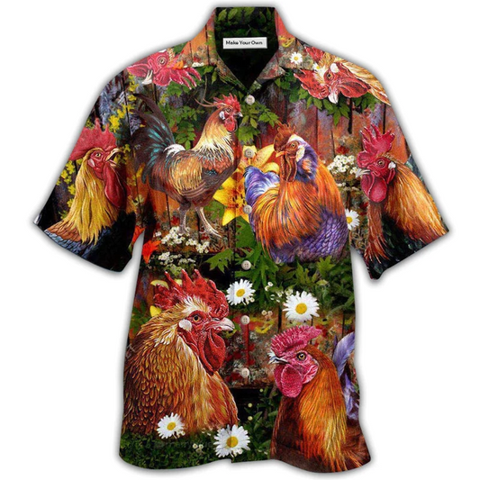 Chicken Rise Shine Rooster Hawaiian Shirt Pattern View For Relaxed Warm Weather Outfits