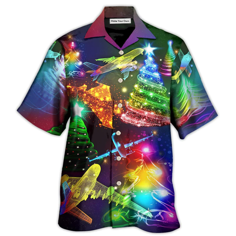 Happy Combat Aircraft Christmas Everything Hawaiian Shirt Pattern Detail For Vacation Travel And Daily Wear