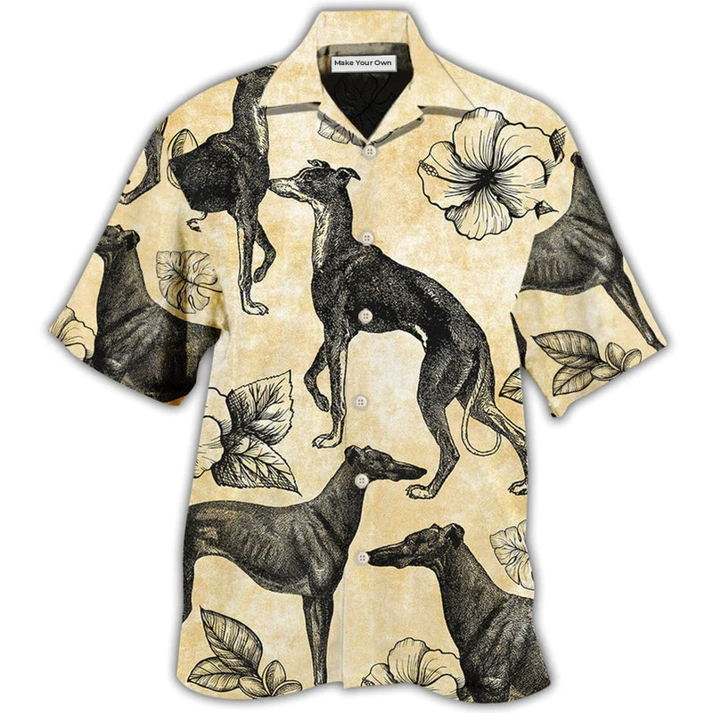 Tropical Floral Greyhound Hawaiian Shirt For Island Holidays Summer Parties And Casual Outdoor Wear
