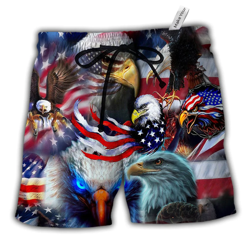 Eagle America Soar Like An Eagle Hawaiian Print Beach Shorts For Outdoor Gatherings And Comfort