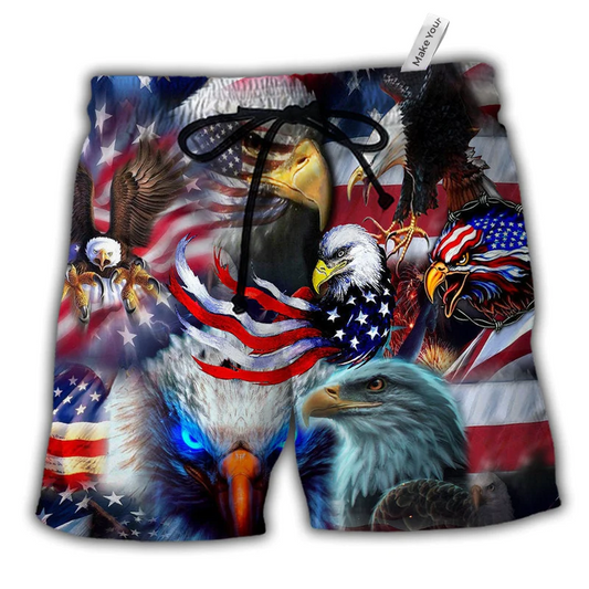Eagle America Soar Like An Eagle Hawaiian Print Beach Shorts For Outdoor Gatherings And Comfort