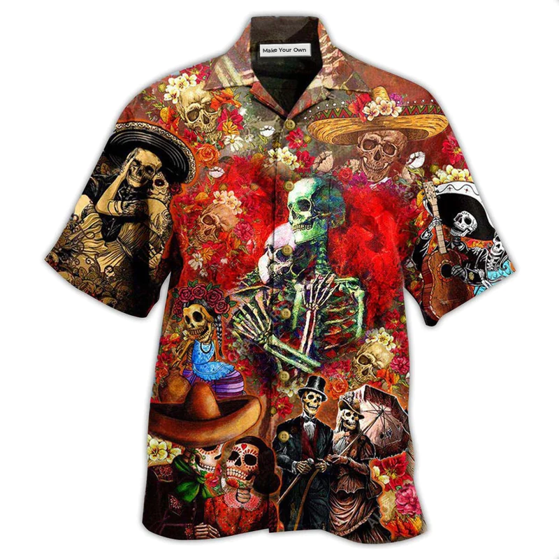 Skull Hawaiian Shirt For Vacation Getaways Resort Wear And Casual Celebrations