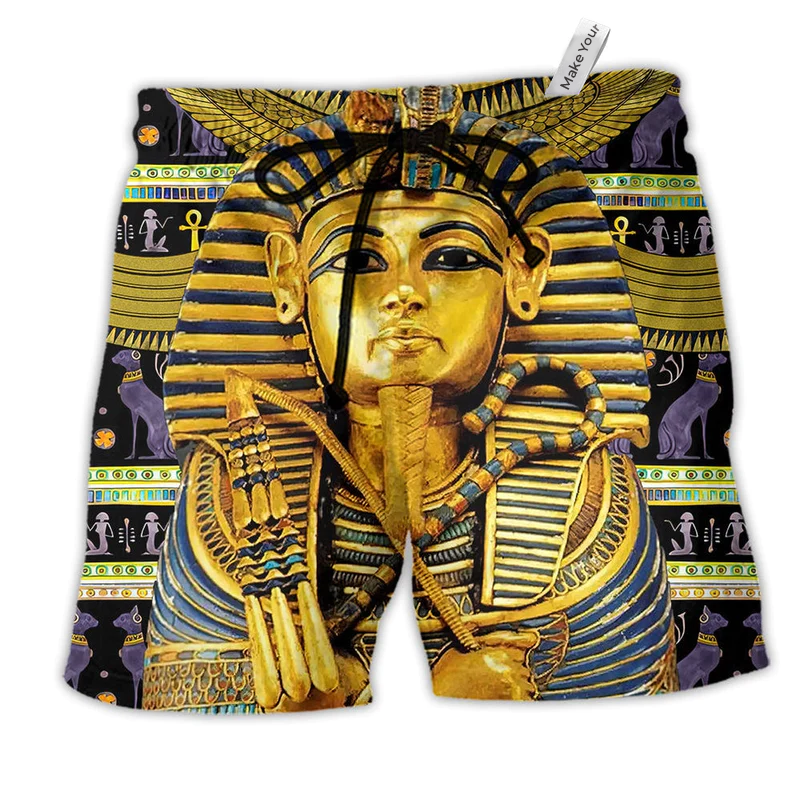 Egypt Egyptian God Bless Hawaiian Print Beach Shorts For Faith Inspired Vacation Wear
