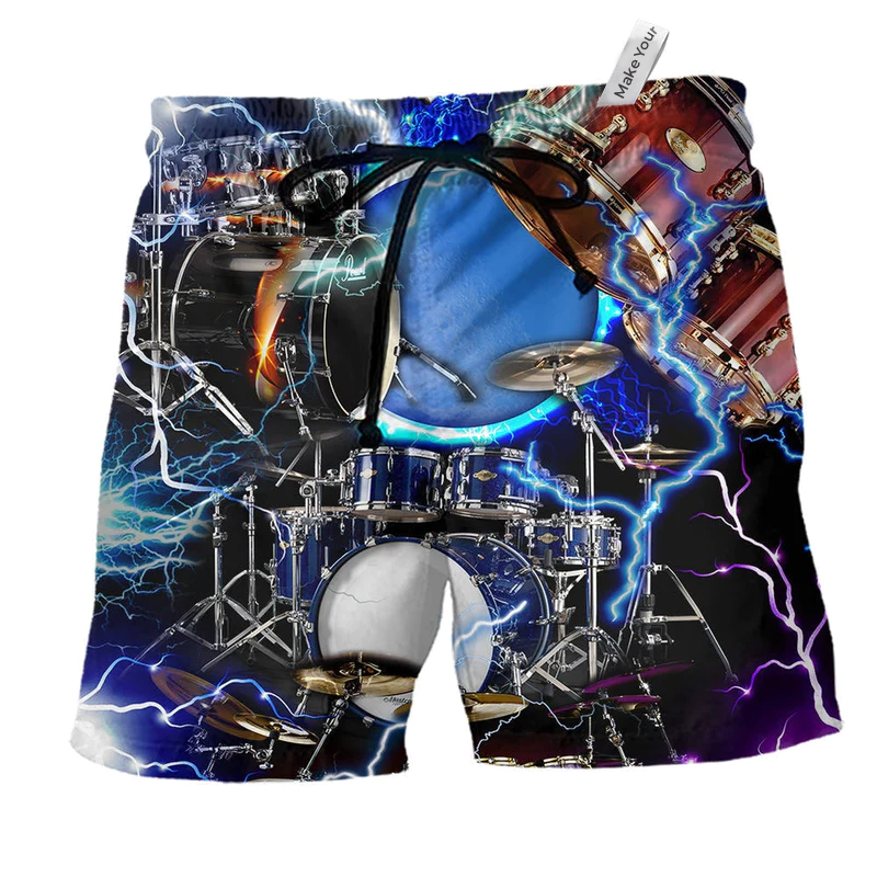 Drum Beach Shorts For Holiday Cruises And Comfortable Daily Use