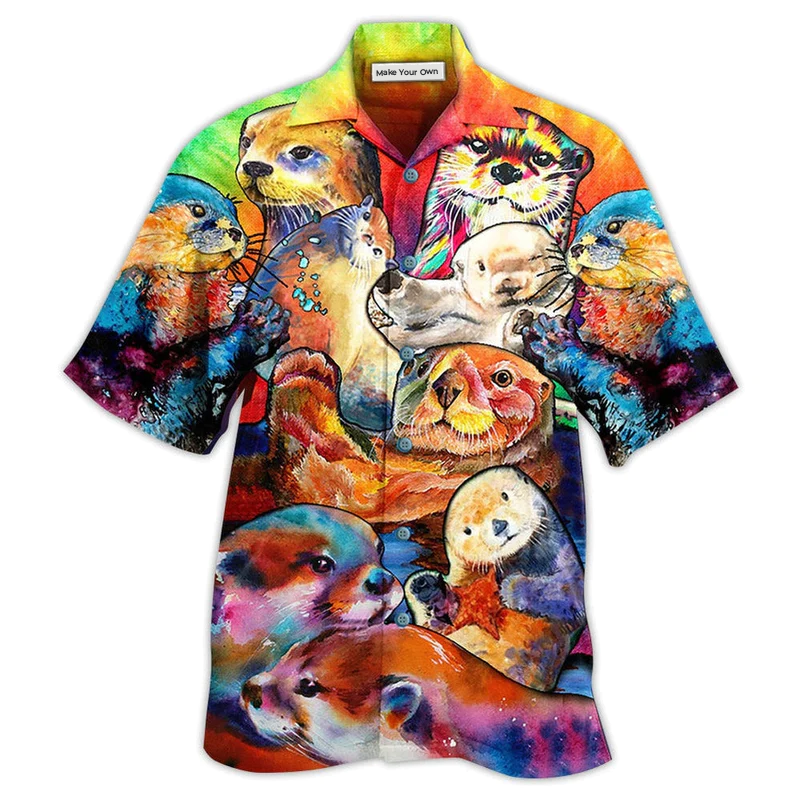 Cute Otter Hawaiian Shirt For Resort Travel Summer Outings And Casual Gatherings