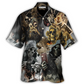 Gothic Dark Skull Gambling Hawaiian Shirt Print Closeup For Casual Outings