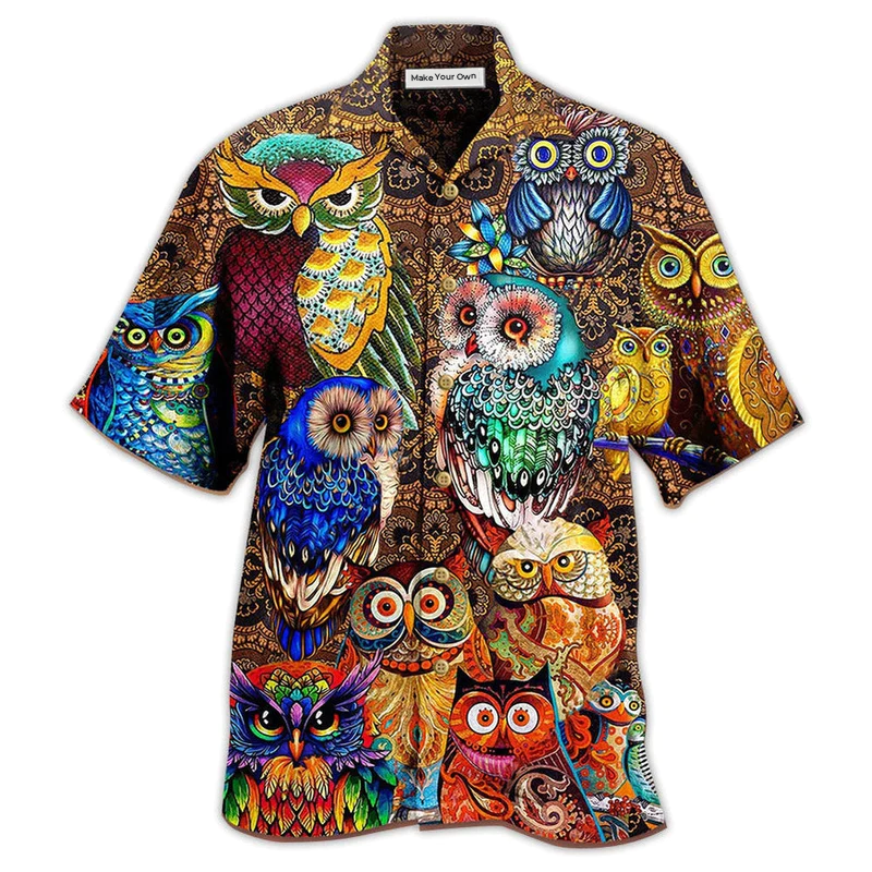 Owl Full Hawaiian Shirt For Vacation Days And Relaxed Coastal Outings