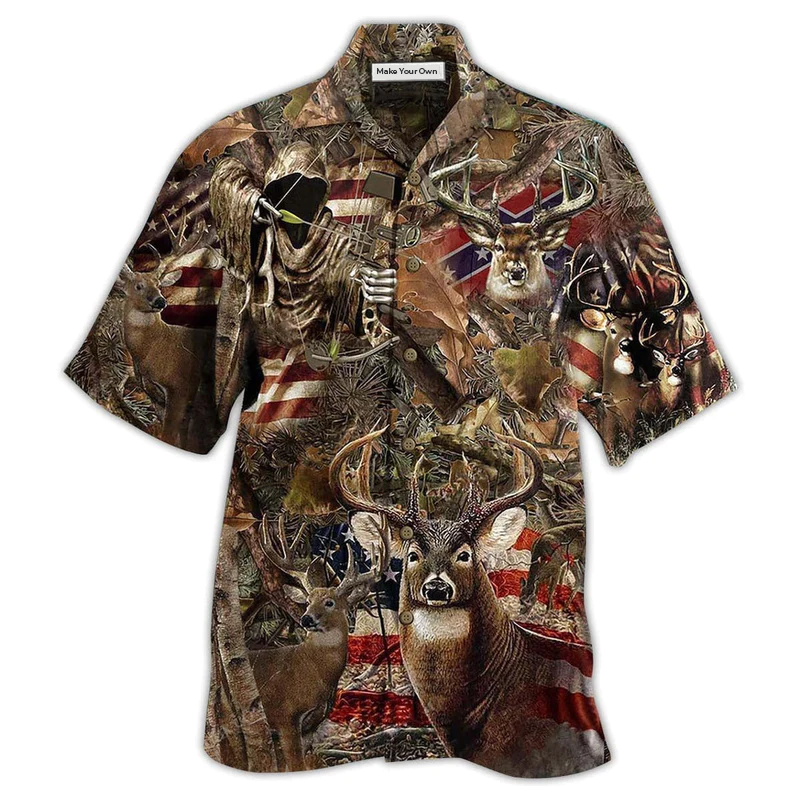 Deer Hunting Forest American Hawaiian Shirt Design Detail For Beach Days And Holiday Travel
