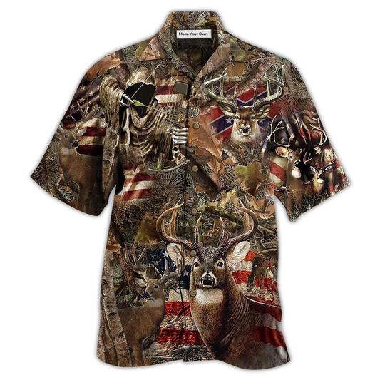 Deer Hunting Forest American Hawaiian Shirt Design Detail For Beach Days And Holiday Travel