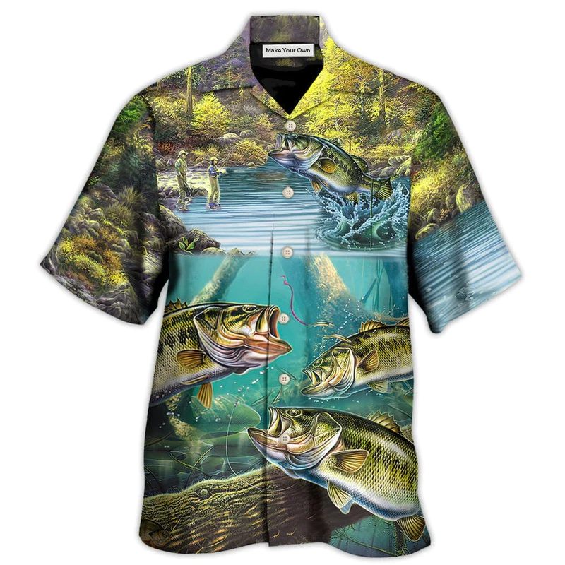 Fish Fishing Hawaiian Shirt Artwork View For Coastal Escapes And Resort Style
