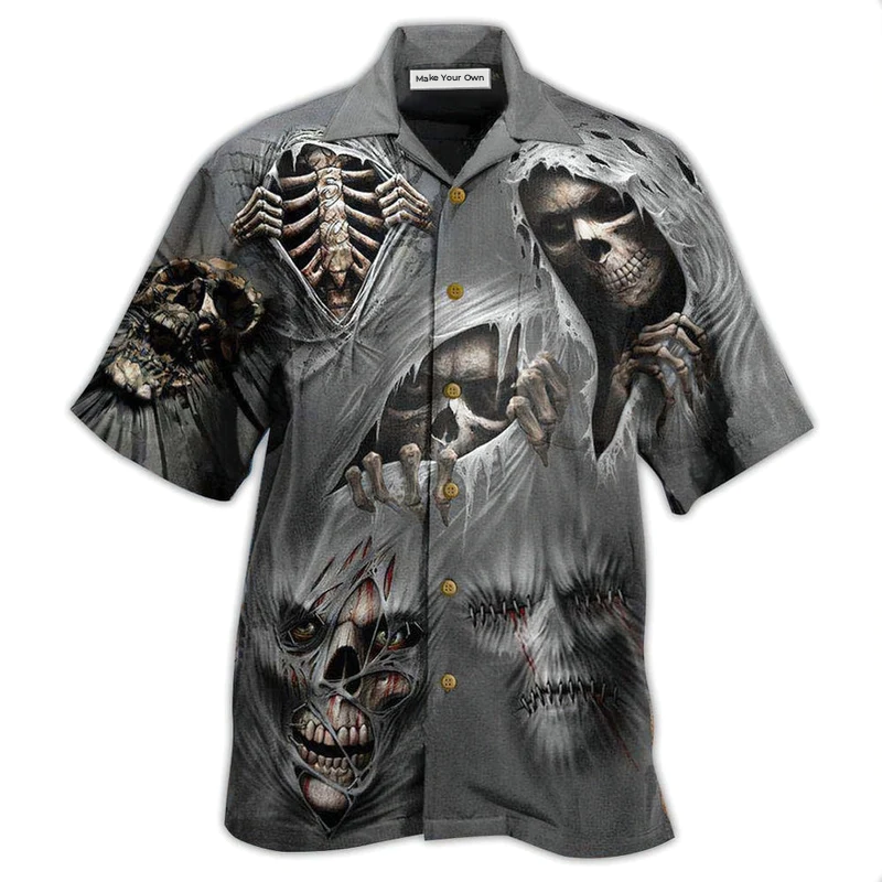 Skull Hawaiian Shirt For Coastal Adventures Summer Events And Everyday