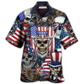 Skull Independence Day US Flag Hawaiian Shirt For Summer Vacation And Beach Travel