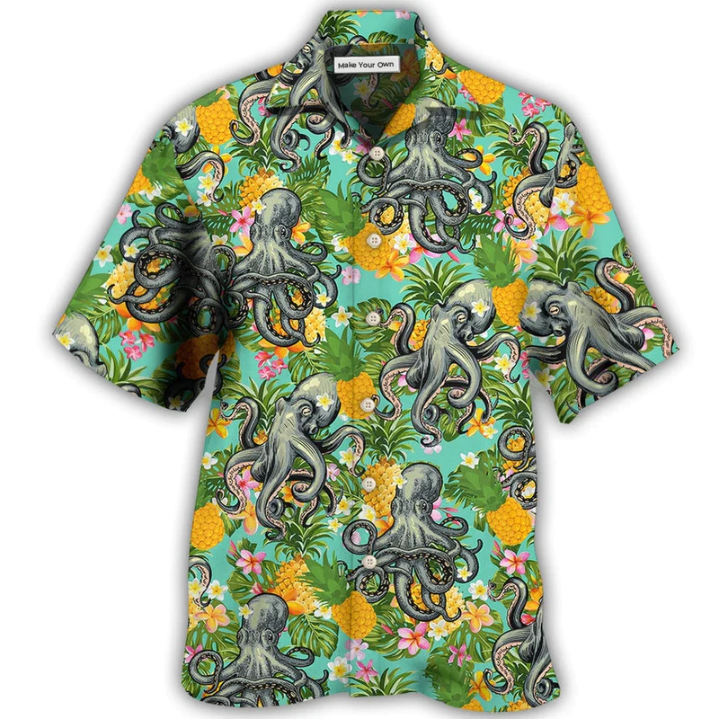 Tropical Peace Octopus Hawaiian Shirt For Tropical Parties Vacation Travel And Casual Summer Style