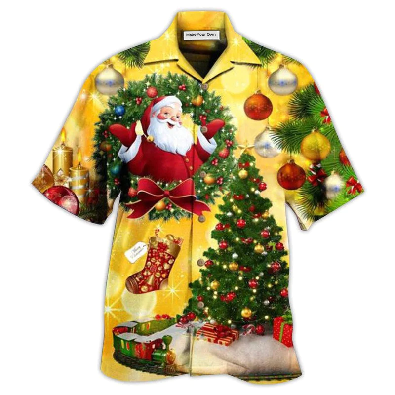 Yellow Christmas Tree Stunning Night Hawaiian Shirt For Warm Weather Adventures And Everyday Comfort