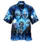 Blue Skull Hawaiian Shirt For Resort Travel Summer Outings And Casual Gatherings