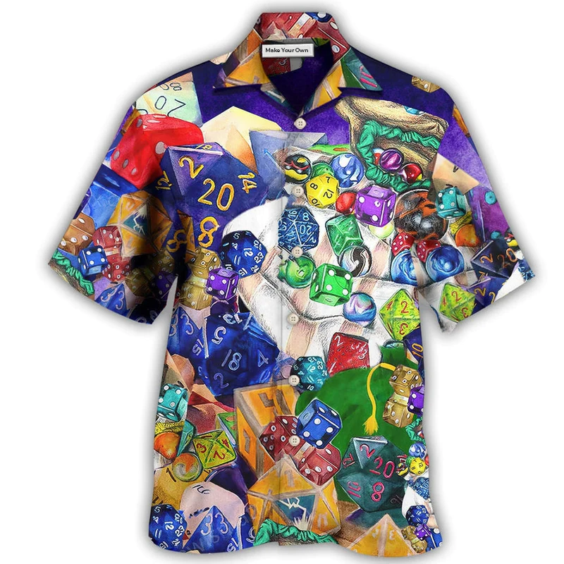 Tabletop Dice Examine Hawaiian Shirt Design Detail For Beach Days And Holiday Travel