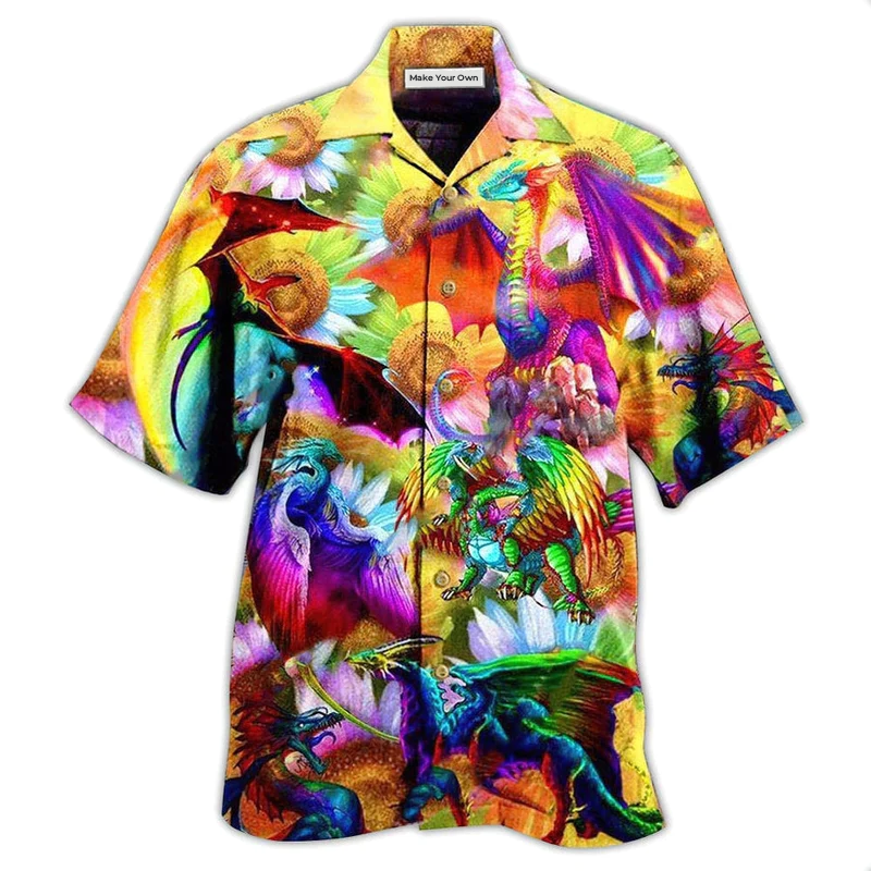Rainbow Pride And Fantasy Dragon Hawaiian Shirt For Resort Holidays Beach Travel And Relaxed Casual Fashion