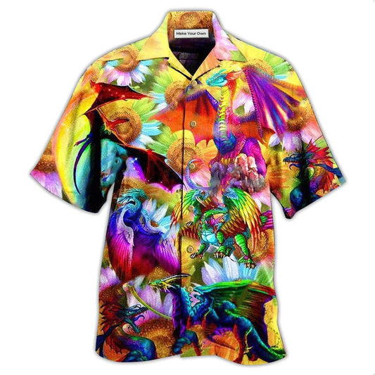 Rainbow Pride And Fantasy Dragon Hawaiian Shirt For Resort Holidays Beach Travel And Relaxed Casual Fashion