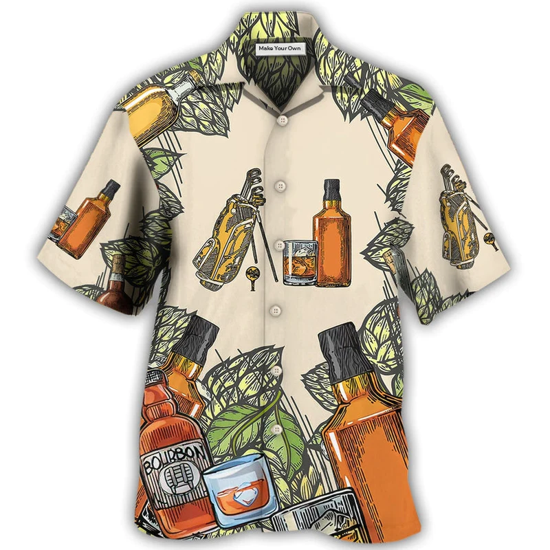 Golf Bourbon Hawaiian Shirt Pattern Detail For Summer Holidays And Outdoor Fun