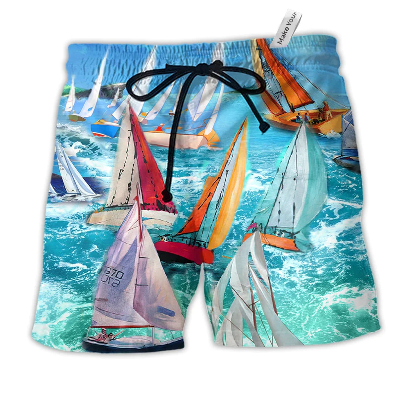 Sail Raise The Sails To Catch Thewind Hawaiian Beach Shorts For Beach Days And Coastal Travel