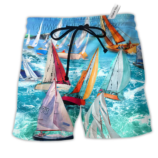 Sail Raise The Sails To Catch Thewind Hawaiian Beach Shorts For Beach Days And Coastal Travel